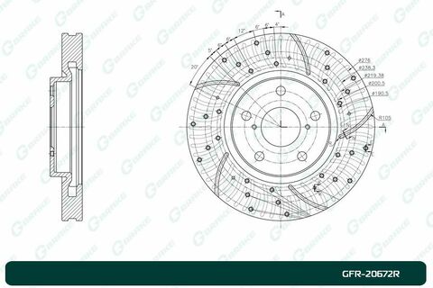 Диск тормозной перфорированный вентилируемый G-brake GFR-20672R правый