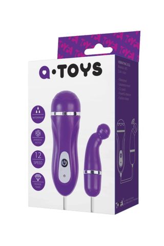 Фиолетовый вибростимулятор с загнутым кончиком - A-toys 761010