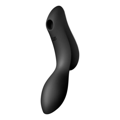 Черный вибромассажер с вакуумной стимуляцией Curvy Trinity 2 - Satisfyer 4036519