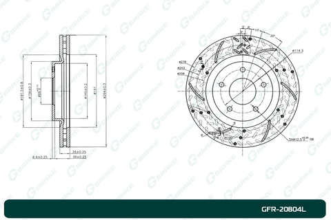 Диск тормозной перфорированный вентилируемый G-brake GFR-20804L левый