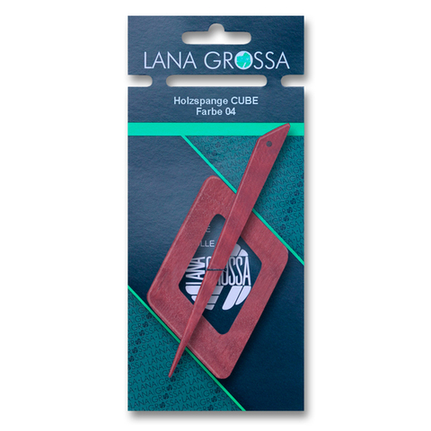 Заколка Lana Grossa для вязаного полотна, деревянная, ромб, цвет 04 - красное дерево
