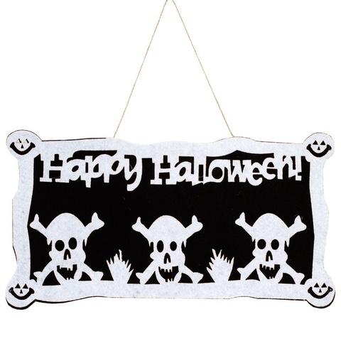 Баннер фетровый, Happy Halloween, Черепа, 46*22 см, 1 шт.