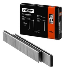 ЗУБР тип 18GA (55/90/C) 20 мм, 2500 шт, скобы для степлера, Профессионал (31855-20)