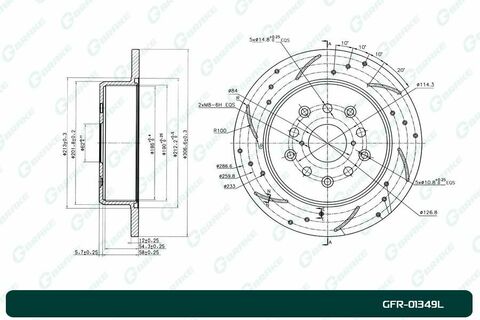 Диск тормозной перфорированный G-brake GFR-01349L левый