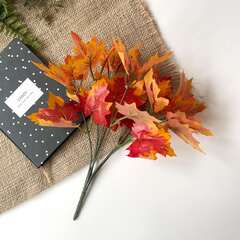 Клён осенний, зелень искусственная, декоративный букет 29 см., набор 3 букета