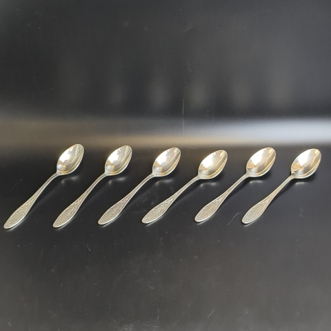 Набор из 6 чайных ложек Пламя - мельхиор - МНЦ - Кольугино - СССР