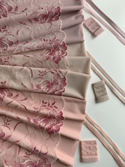 Кружево эластичное пыльно-розовое/фуксия 21 см