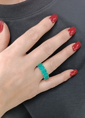 31949- Кольцо-дорожка из серебра 925 пробы с вставками цвет турмалин/параиба в огранке багет