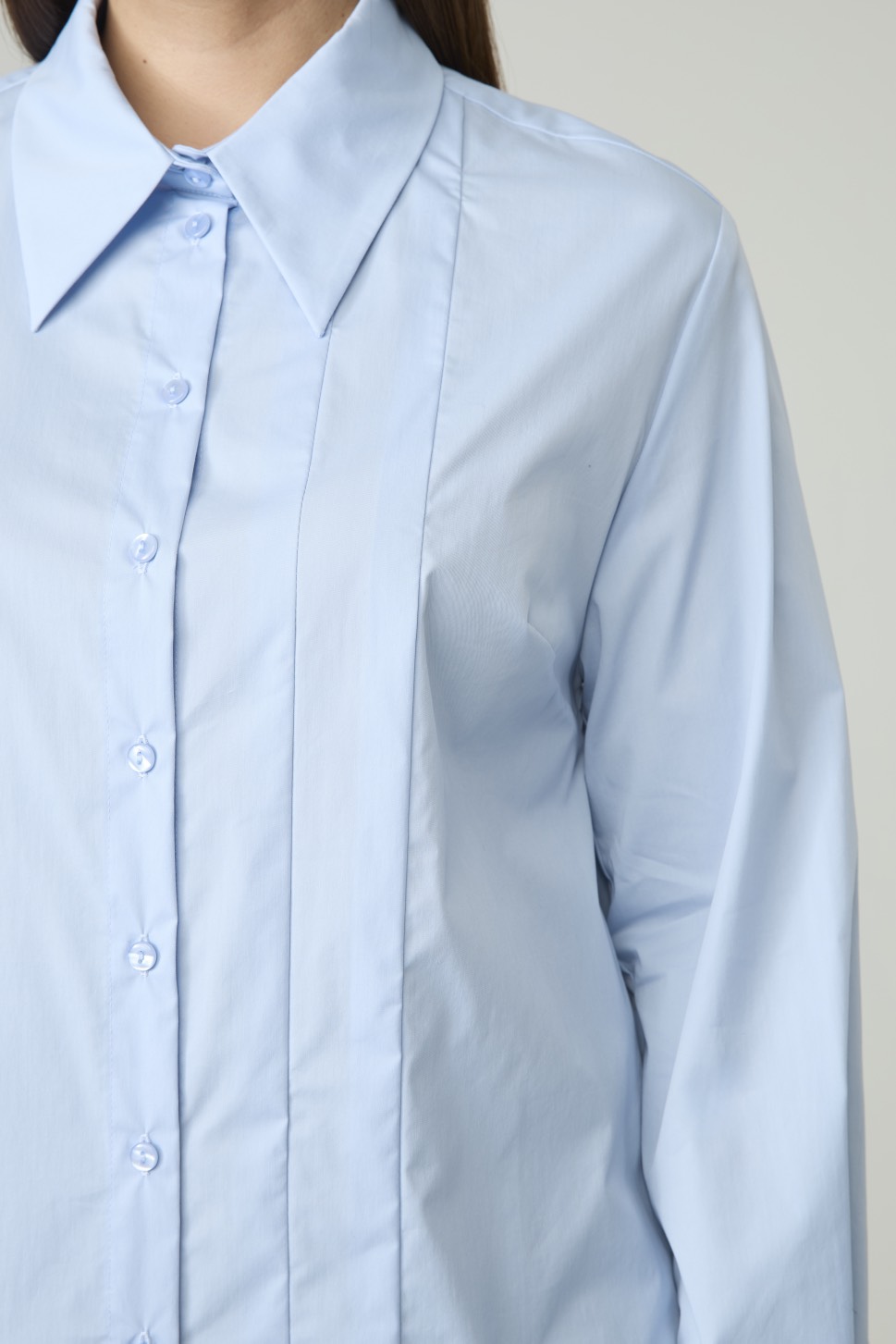 Рубашка со складками, голубая
