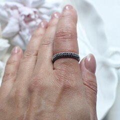 УЦЕНКА!!! Кольцо с чёрными фианитами, родий У118