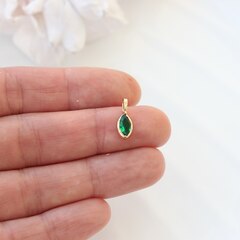 Подвеска Маркиз с зелёным фианитом, 14*5 мм, позолота, П397