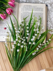 Ландыши искусственные из мягкого пластика, реалистичные, высота регулируется 35-44 см, набор 2 букета.