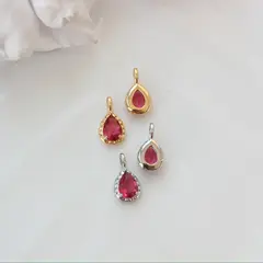 Подвеска Капля с ярко-розовым фианитом, 15*8 мм, родий, П424