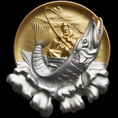 Силиконовый молд Рыбак (медальон) № 0462