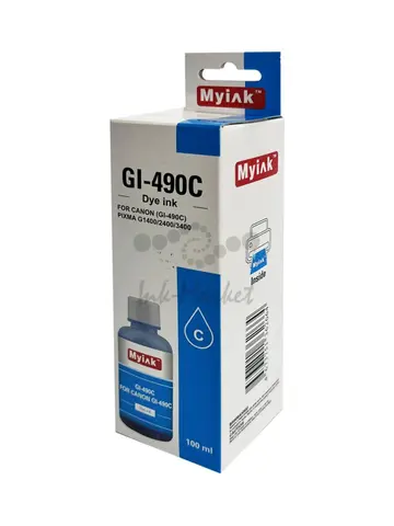 Чернила MyInk GI-490C для Canon PIXMA G1400, G2400, G3400 (100 мл, cyan, Dye)