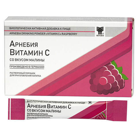 АРНЕБИЯ витамин С со вкусом малины, растворимый порошок для приготовления напитка (10 шт в упаковке)