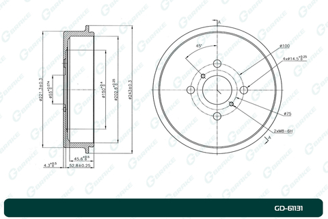 Барабан тормозной G-brake  GD-61131