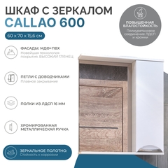 Шкаф навесной с зеркалом Callao 600 (правый)