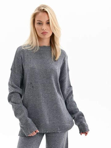 Джемпер с рваными элементами MALETTA (серый, one size)