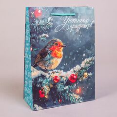 Пакет подарочный M вертикальный, С Новым годом, МИКС, 22*31*10 см (Д*В*Ш), 1 шт.