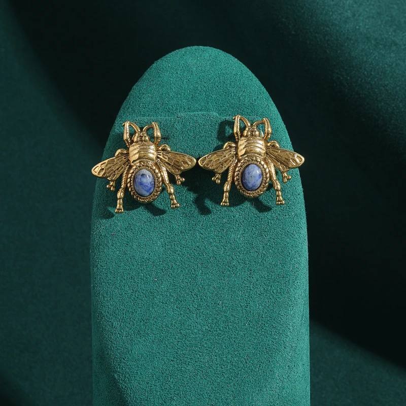 Серьги винтажные Скарабей, Золотые