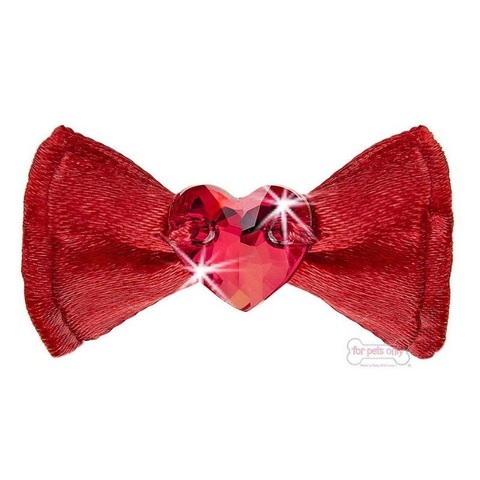 Заколка красная "For Pets Only - Heart Bow Red Satin Hairclip" (Италия)