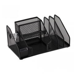 
          Подставка-органайзер д/канцтоваров, Alingar, металлическая, 22,5 см * 14,5 см*11 см, 7 отделений, держатель для скотча, черный