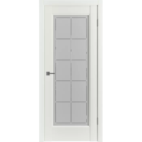 Межкомнатная дверь VFD (ВФД) Emalex 1 ДО со стеклом Emalex Mindwhite (белая с кремовым оттенком матовая, без текстуры)