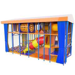 Детский уличный игровой лабиринт с крышей «Мандарин» 7,38×3,69×4,6 м