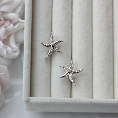 Швензы Морские звезды 19*21 мм с английским замком, родий, Ш118