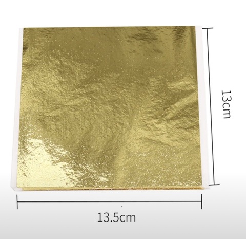 листовая поталь 13,5*13,5см , цвет желтое золото (100 листов)