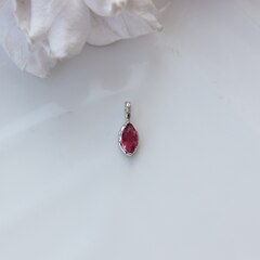 Подвеска Маркиз с малиновым фианитом, 14*5 мм, родий, П400