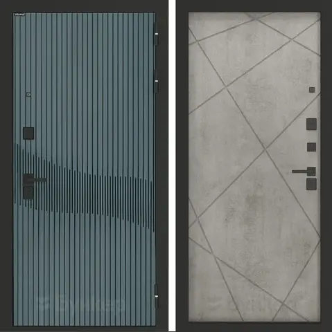 Входная металлическая дверь Бункер BN-13 Веллюто верде / Лучи Бетон светлый