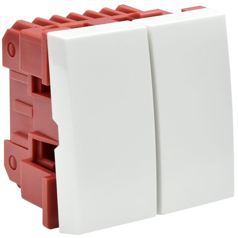 ВК4-22-00-П Выключатель проходной (переключатель) двухклавишный (на 2 модуля) ПРАЙМЕР белый IEK