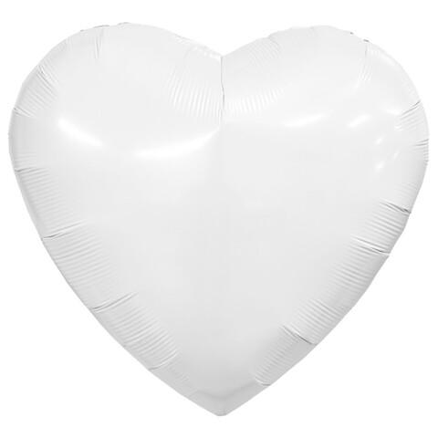 Воздушный шар сердце большое, белый, 91 см