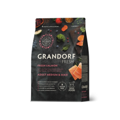 Сухой корм GRANDORF FRESH DOG Salmon MED&MAXI лосось с бататом для взрослых собак средних и крупных пород, для здоровья кожи и шерсти или склонных к аллергии 3кг