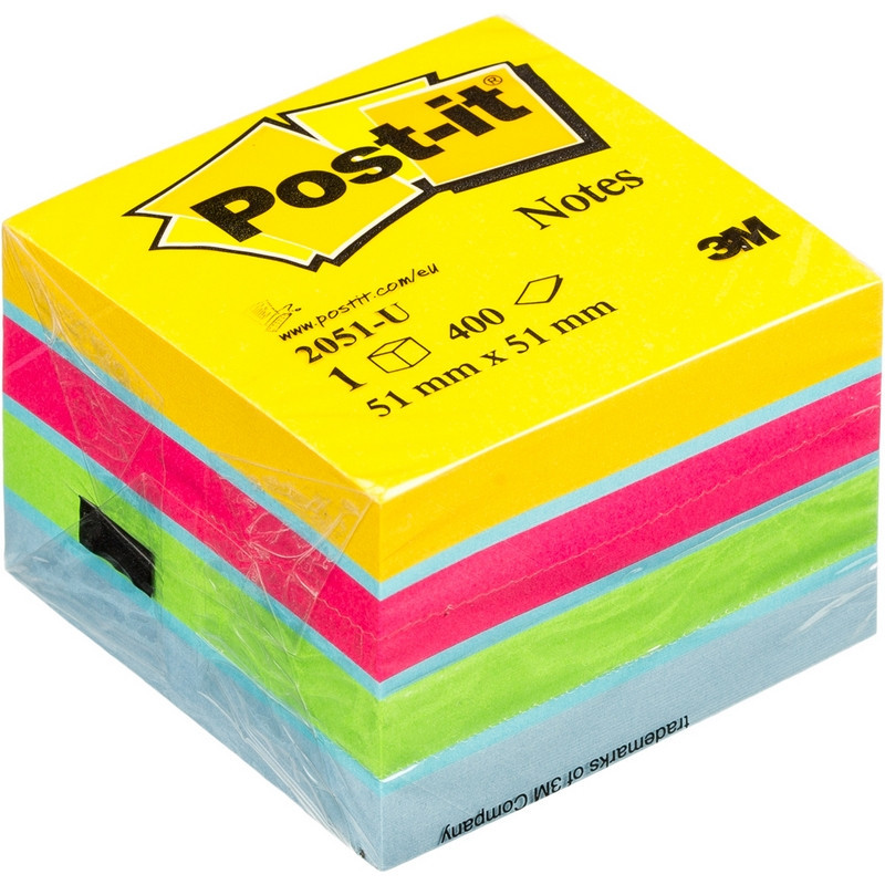 Стикеры Post-it Original 51х51 мм неоновые 5 цветов (1 блок, 400 листов)