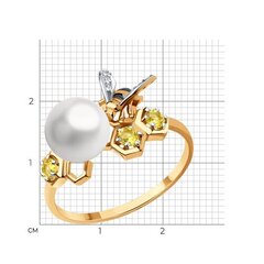 791240 - Кольцо ПЧЕЛКА из золота 585 пробы с жемчугом и цитринами
