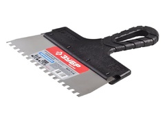 ЗУБР 200 мм, зуб 6 х 6 мм, зубчатый пластиковая ручка, нержавеющий, фасадный шпатель (10078-20-06)