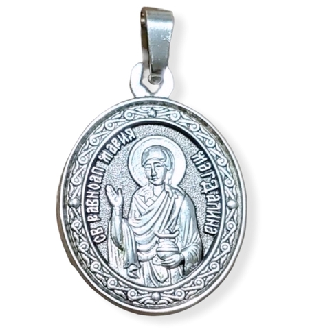 Нательная именная икона святая Мария с серебрением