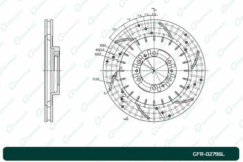 Диск тормозной перфорированный вентилируемый G-brake GFR-02796L левый