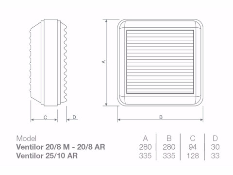 Оконный вентилятор O.ERRE Ventilor 20/8 AR