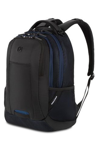 Городской рюкзак Swissgear с отделением для ноутбука 15, цвет черный с синими вставками (5505203409) 47x34x16 см., 24 л. | Wenger-Victorinox.Ru