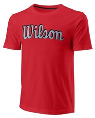 Футболка теннисная Wilson Script Eco Cotton Tee Slimfit M - wilson red