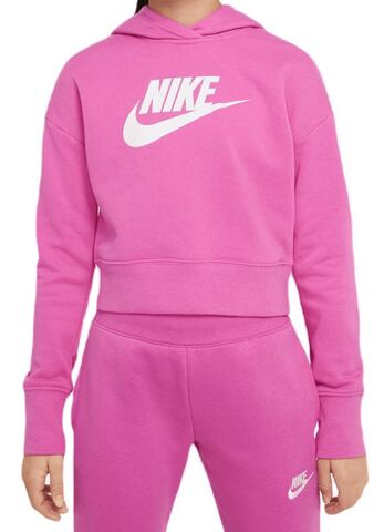 Детская толстовка Nike Sportswear FT Crop Hoodie - active fuchsia/white