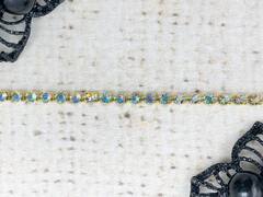 Цепь со стразами, ss 8.5, ш. 2,5 мм, золото напыление AB