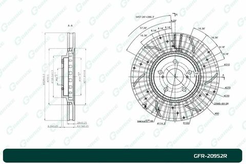 Диск тормозной перфорированный вентилируемый G-brake GFR-20952R правый