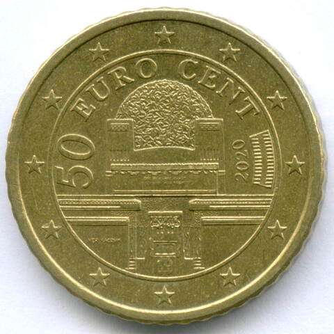 50 евроцентов 2002 год. Австрия. Регулярный выпуск. Тип 1. Нордик VF