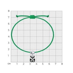 94050730 - Браслет- зеленая нить из серебра с подвеской Панда