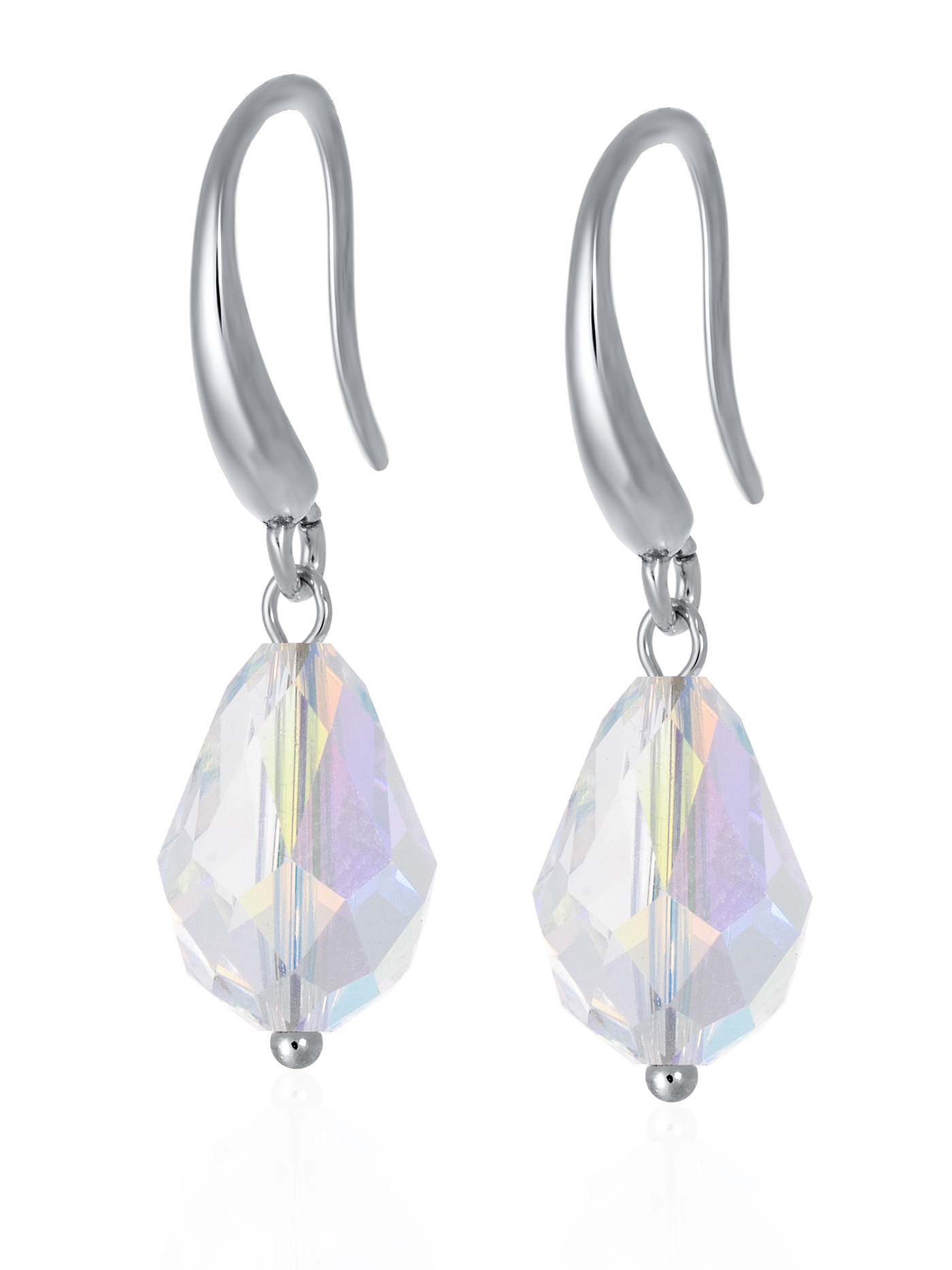 Дизайнерские серебряные серьги с кристаллами Swarovski с эффектом северного сияния